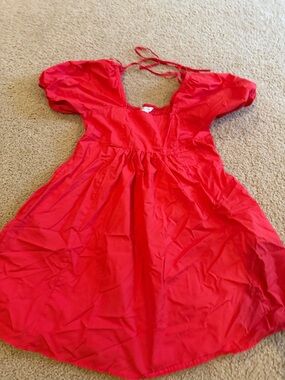 Red Puff-Sleeve Dress - Classic Party Style